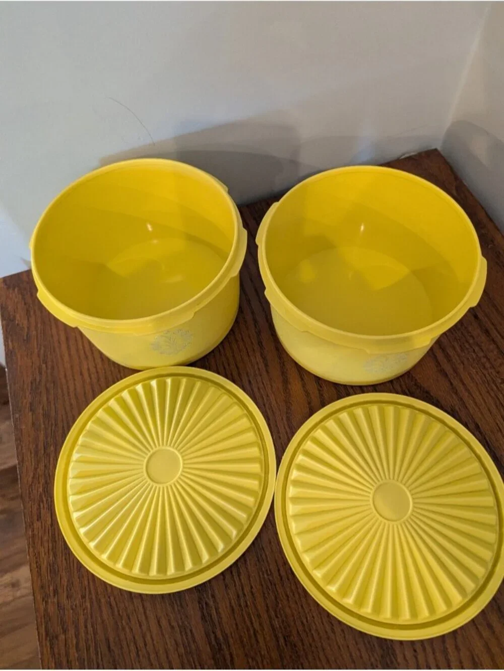 Vintage Tupperware Daffodil Yellow Servalier Canister with Lid Set of 2.